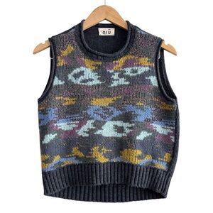 NIU Colorful Abstract Knit Sleeveless Sweater